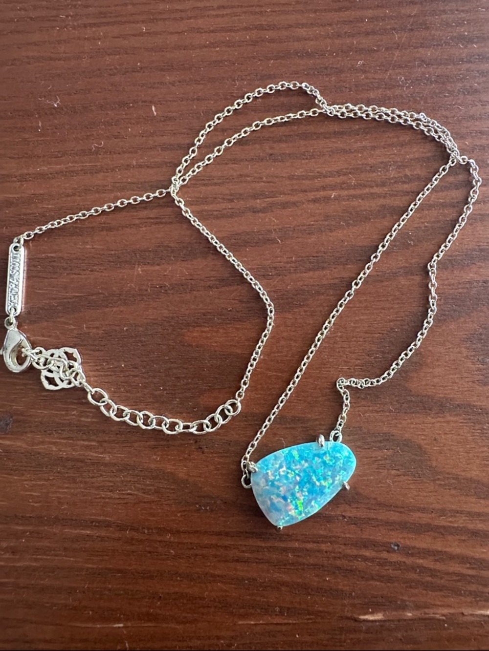 Kendra scott necklace Kyocera opal aqua with adjustable gold chain